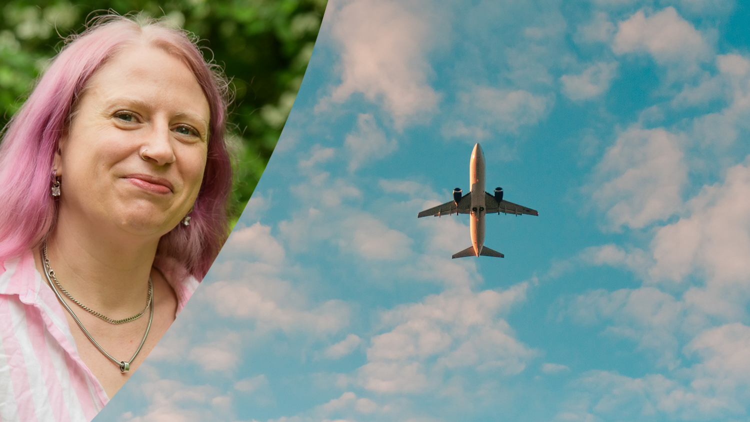 montage med Jessica Abbott och flygplan i luften
