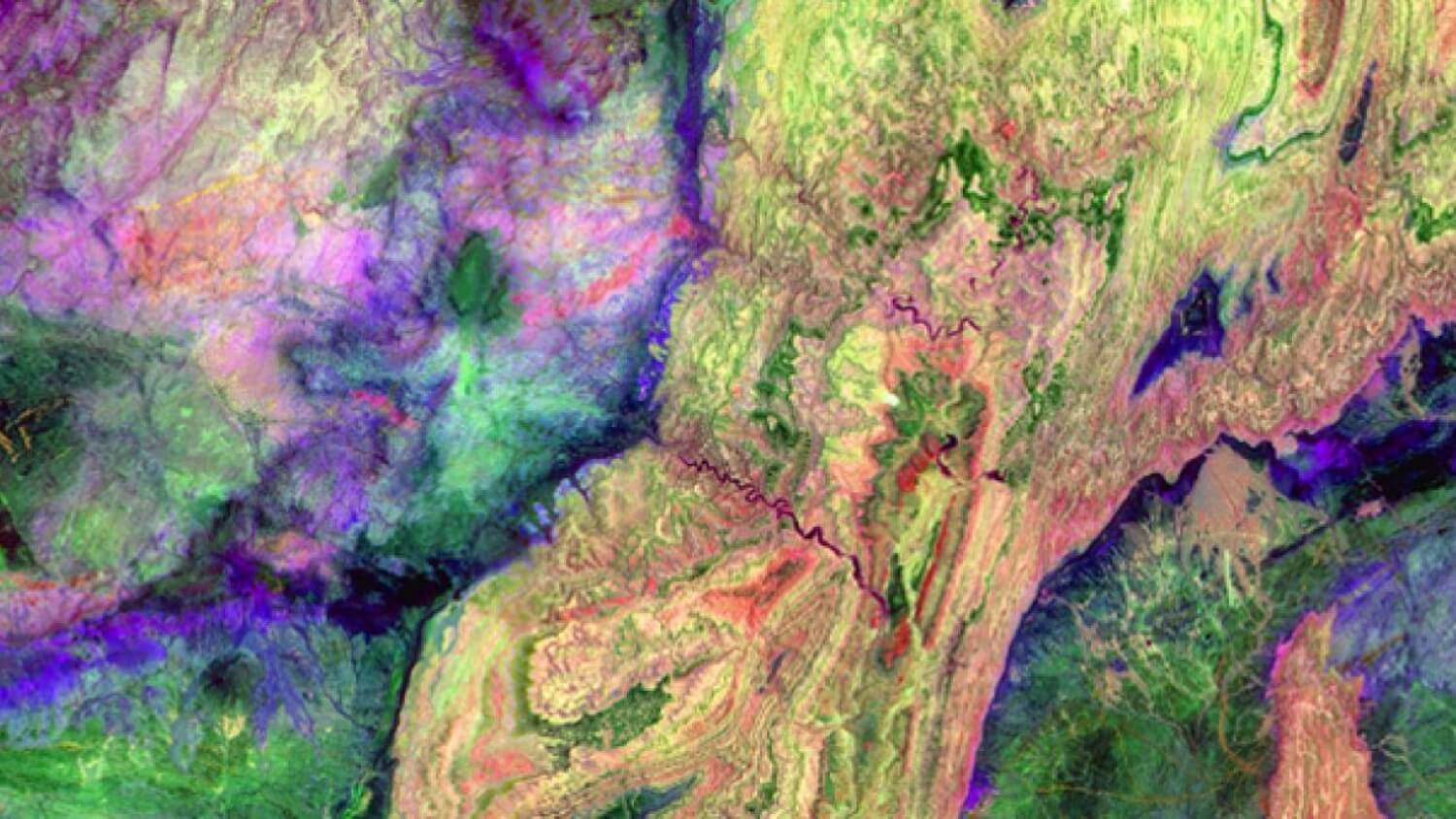 Geologisk karta över Atlasbergen som gjorts med hjälp av satellitdata