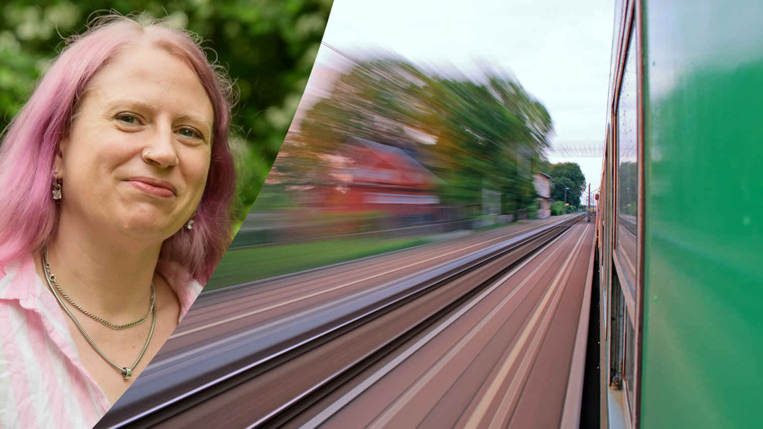 Montage Jessica Abbot och resande tåg